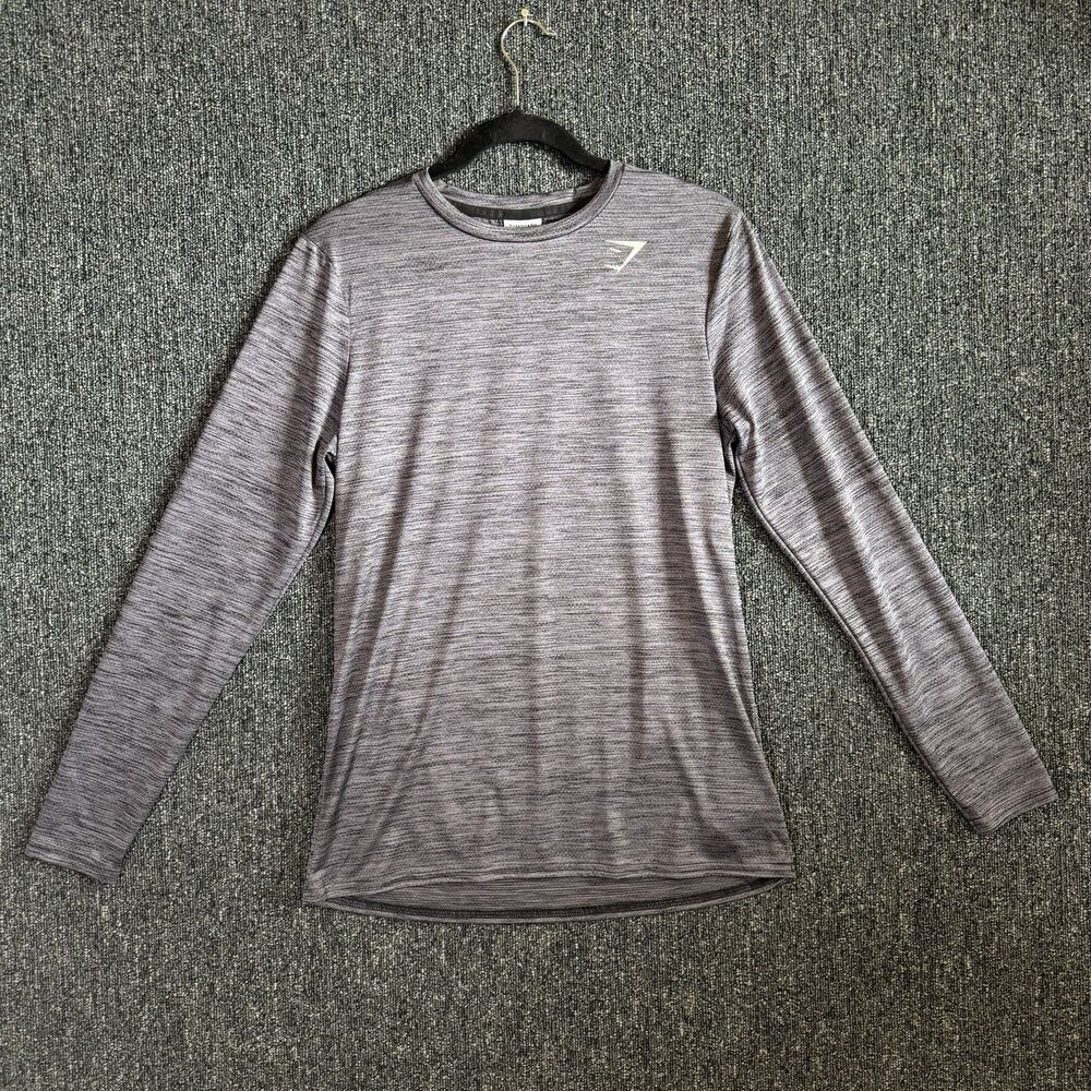 Gymshark Men's Small Grey Space Dye Long Sleeve Training Shirt Heather Athletic